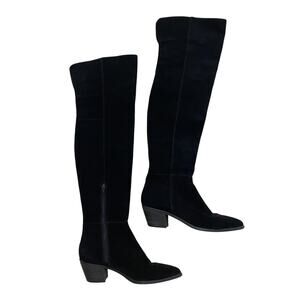 Steve Madden Lucca Over-the-Knee Boots | Black Suede Leather Thigh High 7.5 $200